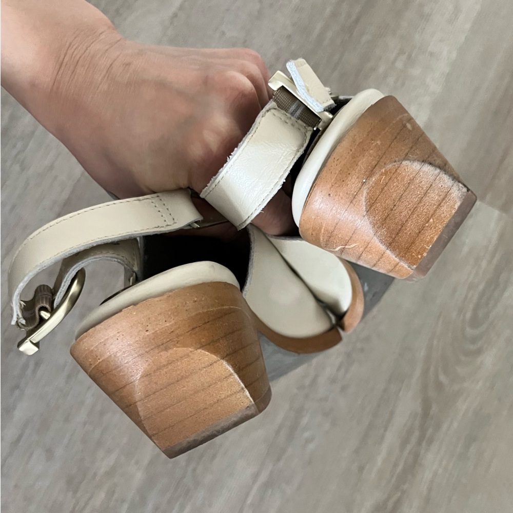 All Saints Cream Leather Slingback Mules - Picture 7 of 9